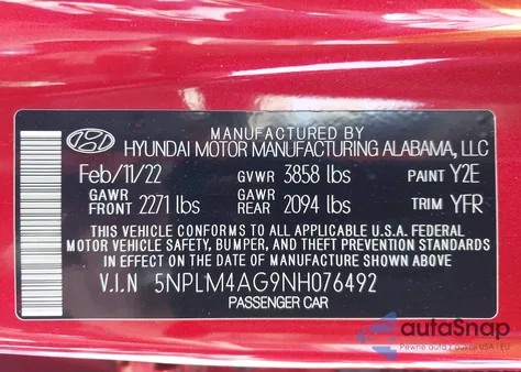 2022 Hyundai Elantra Sel from USA, damaged, VIN 5NPLM4AG9NH076492